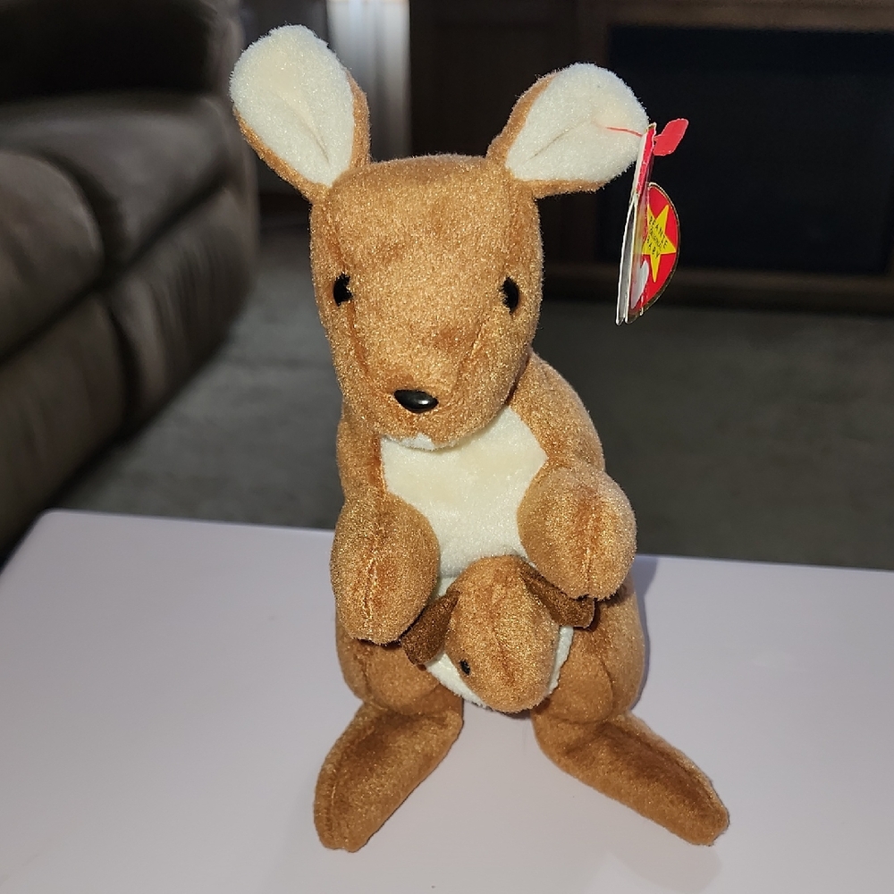 Ty Brown Kangaroo and baby Joey Plush Toy Pouch